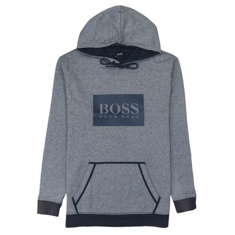 HUGO BOSS 90's Spellout Pullover Hoodie Large Grey sold by Vintage Club