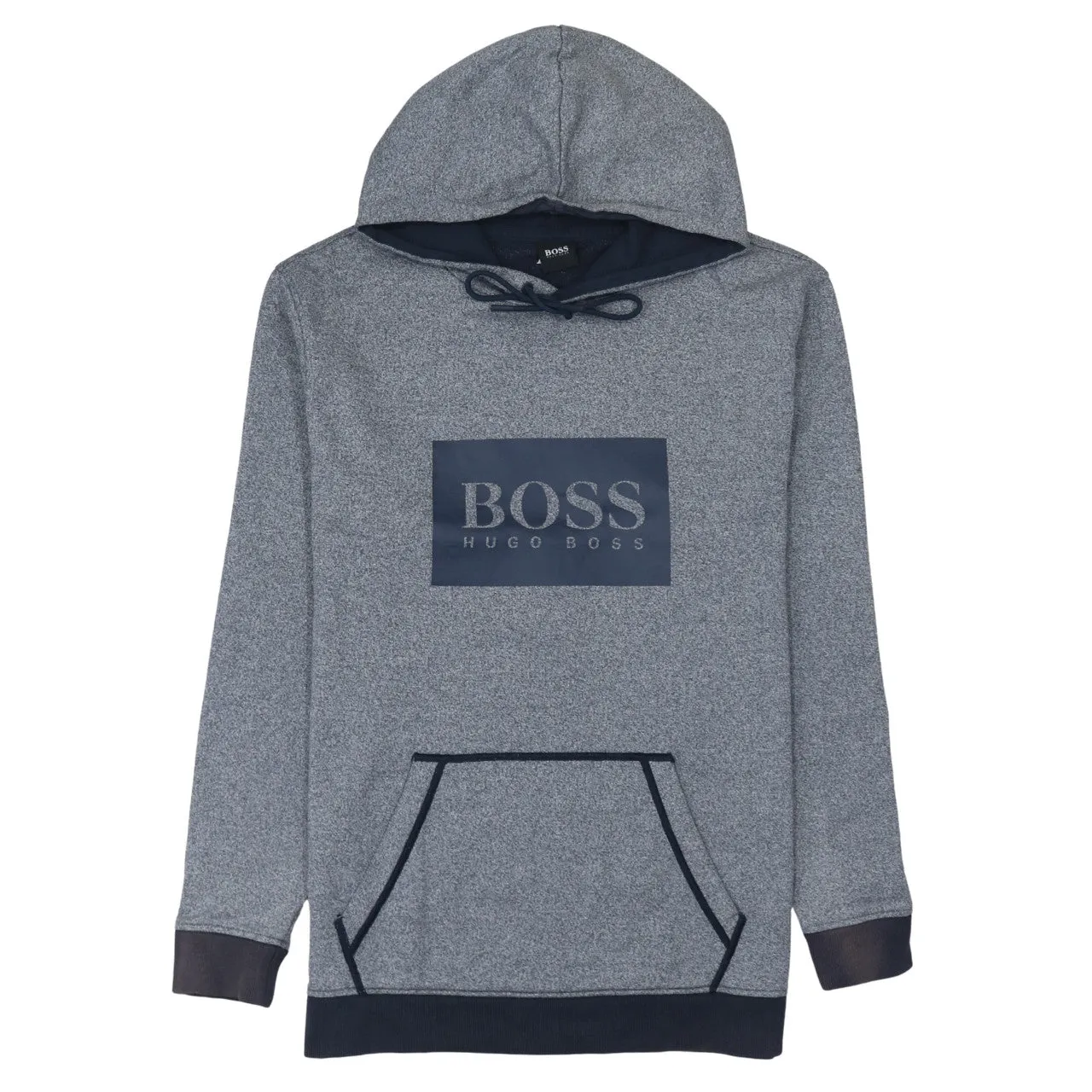 HUGO BOSS 90's Spellout Pullover Hoodie Large Grey sold by Vintage Club