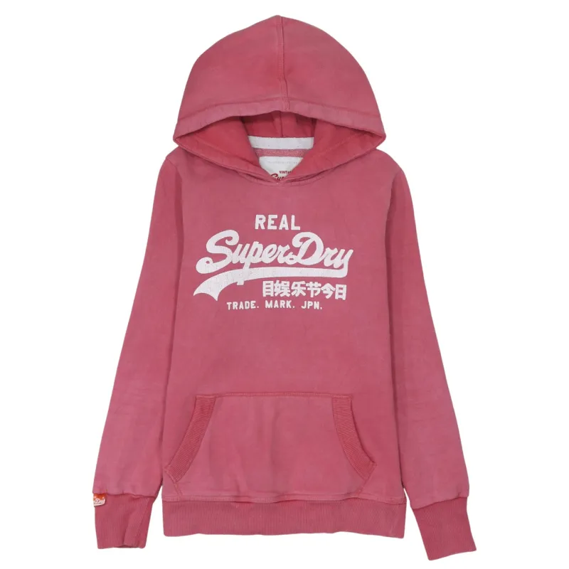 Super Dry 90's Spellout Pullover Hoodie Medium Red sold by Vintage Club