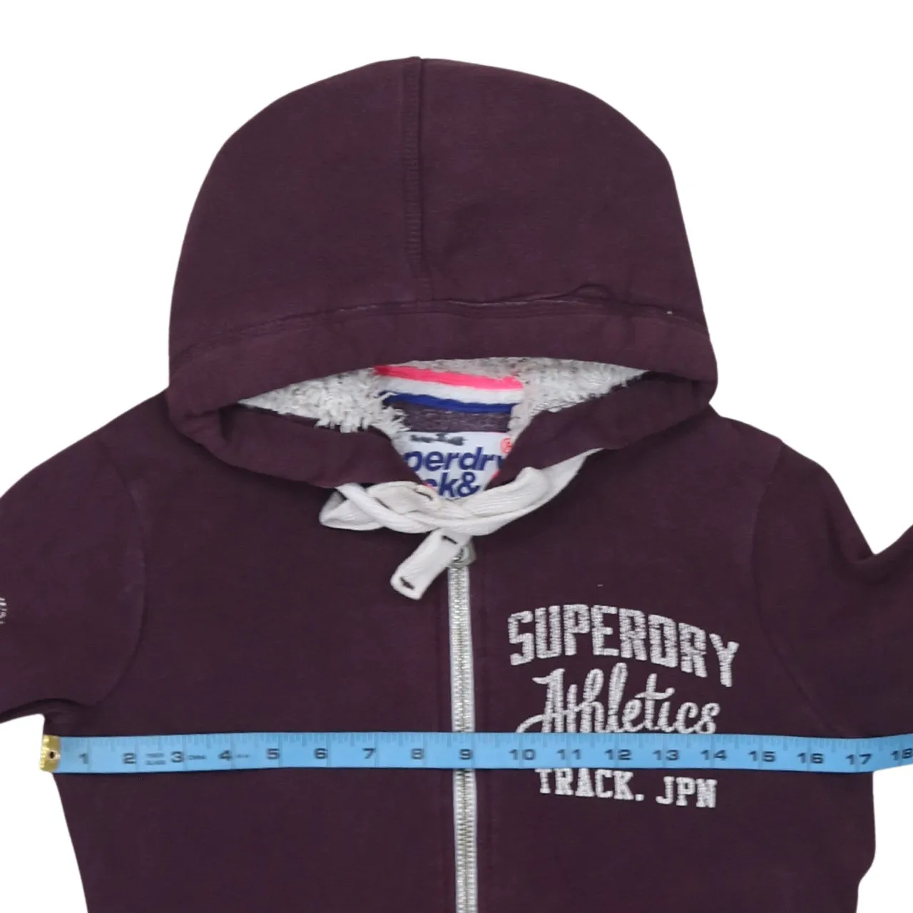 Super Dry 90's Lightweight Full Zip Up Hoodie Small Burgundy Red sold by Vintage Club product image thumbnail 5