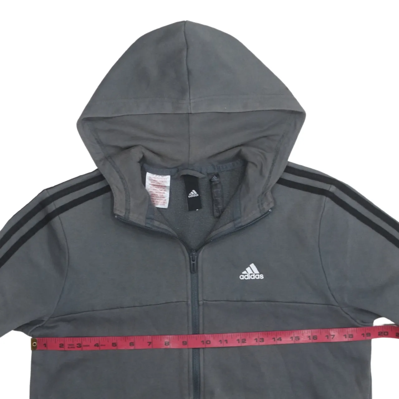 Adidas 90's Striped Sleeve Full Zip Up Hoodie XSmall Grey sold by Vintage Club product image thumbnail 5
