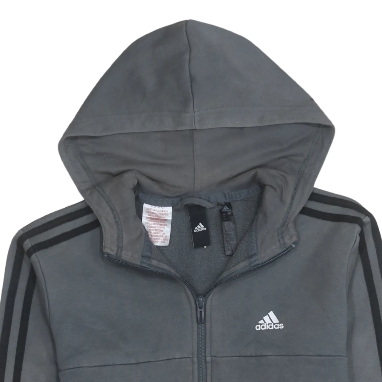 Adidas 90's Striped Sleeve Full Zip Up Hoodie XSmall Grey sold by Vintage Club product image thumbnail 3