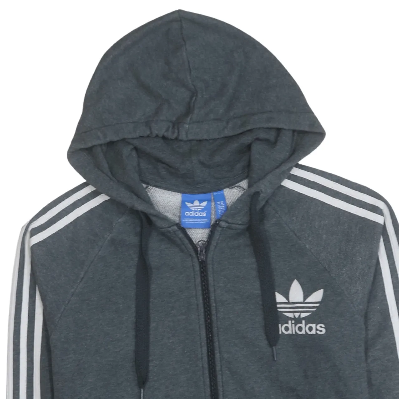 Adidas 90's Striped Sleeve Full Zip Up Hoodie Medium Grey sold by Vintage Club product image thumbnail 3