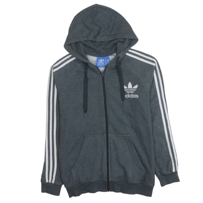 Adidas 90's Striped Sleeve Full Zip Up Hoodie Medium Grey sold by Vintage Club