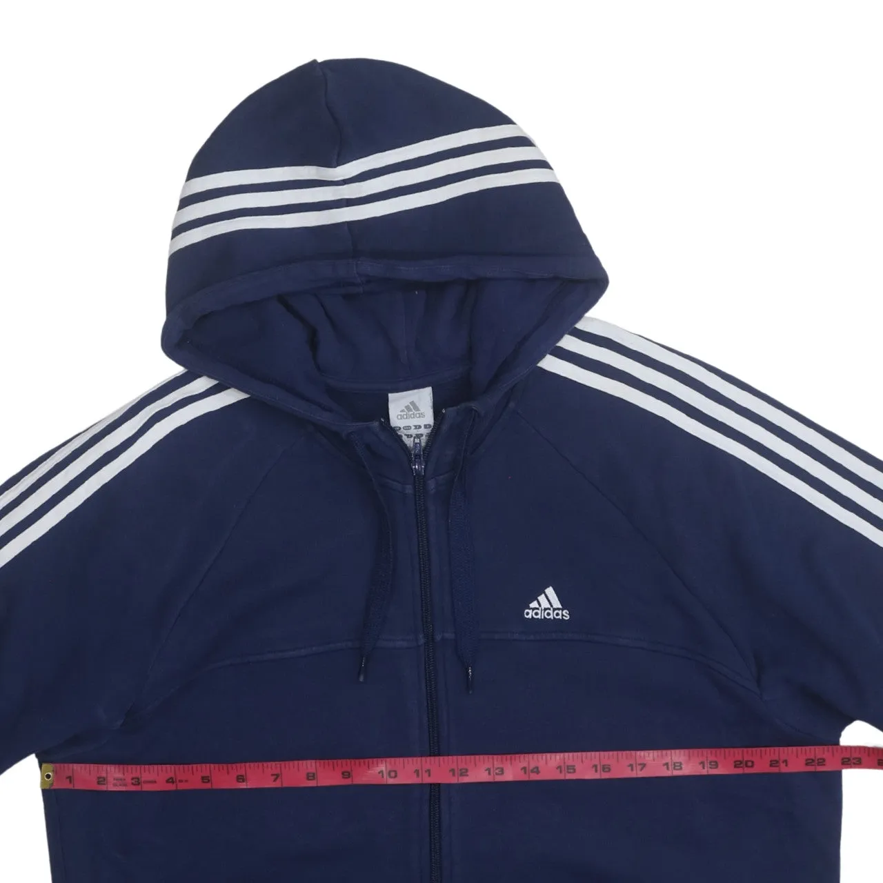 Adidas 90's Striped Sleeve Full Zip Up Hoodie XLarge Navy Blue sold by Vintage Club product image thumbnail 5