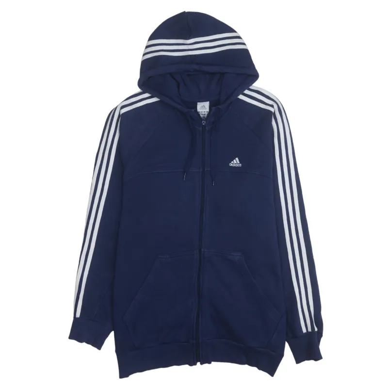 Adidas 90's Striped Sleeve Full Zip Up Hoodie XLarge Navy Blue sold by Vintage Club