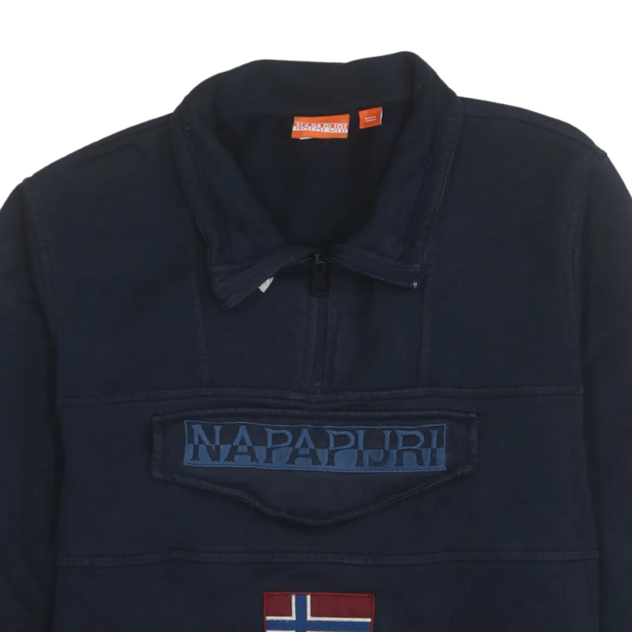Napapijri 90's Spellout Quarter Zip Sweatshirt Small Navy Blue sold by Vintage Club product image thumbnail 3