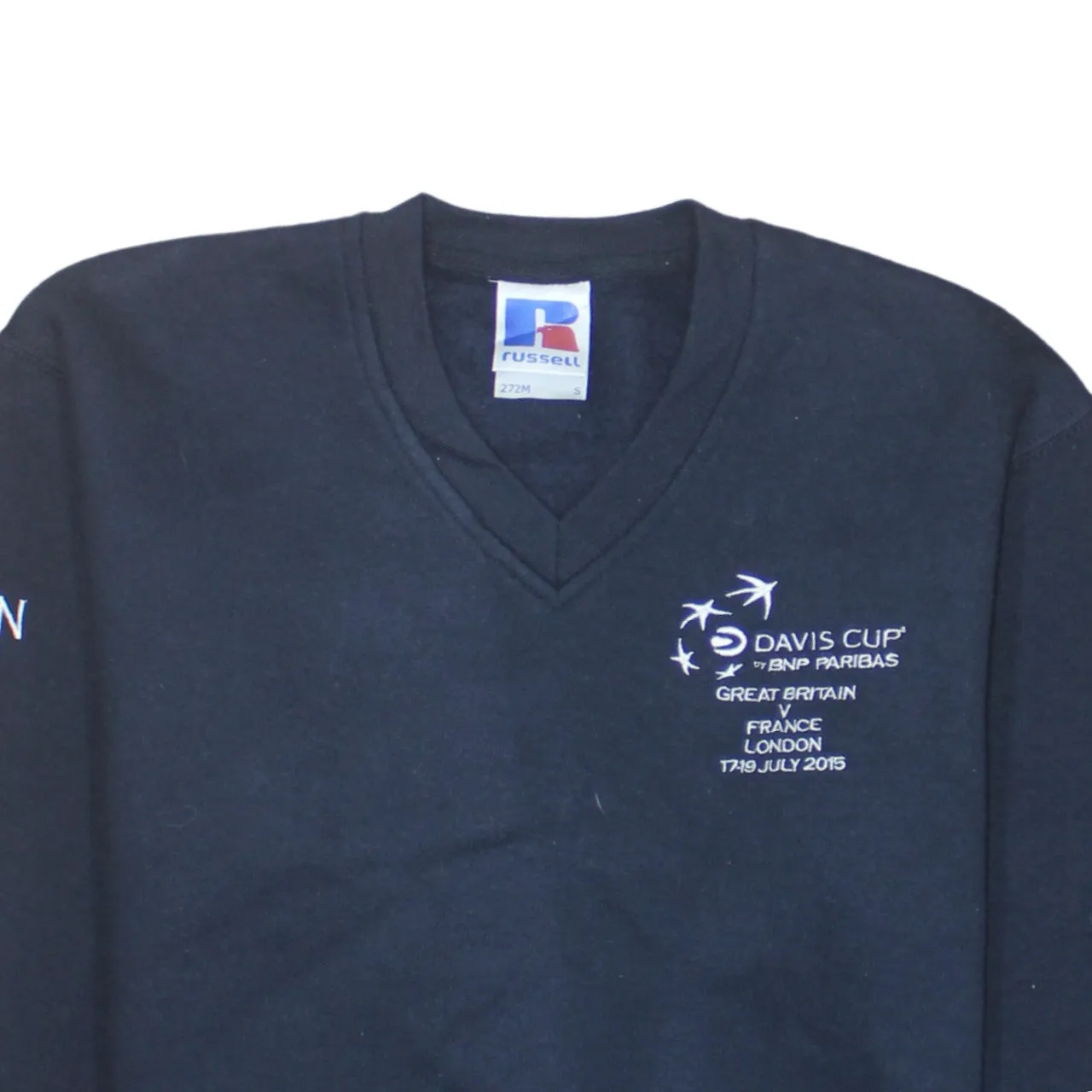 Russell Athletic 90's Lightweight V Neck Sweatshirt Small Navy Blue sold by Vintage Club product image thumbnail 3