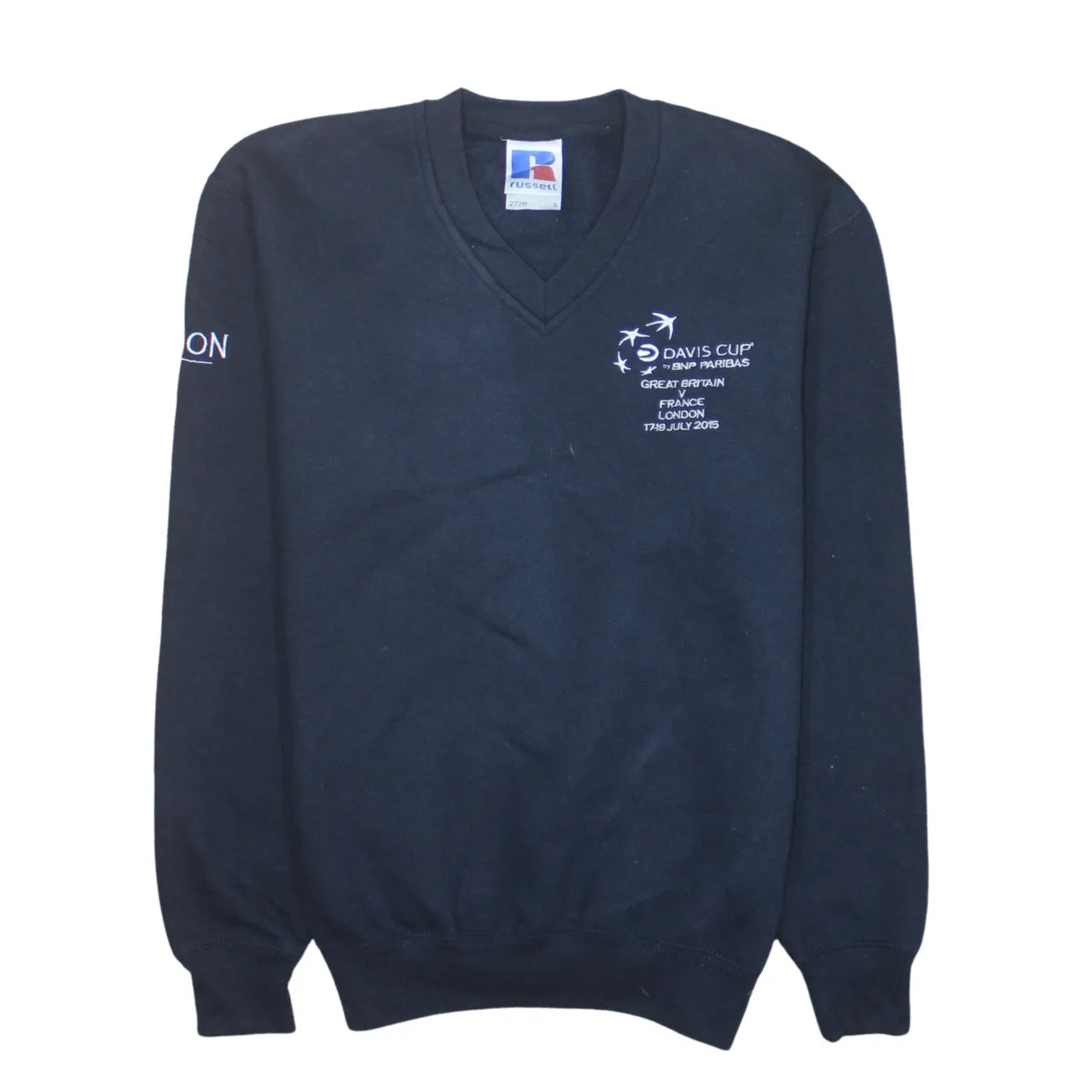 Russell Athletic 90's Lightweight V Neck Sweatshirt Small Navy Blue sold by Vintage Club