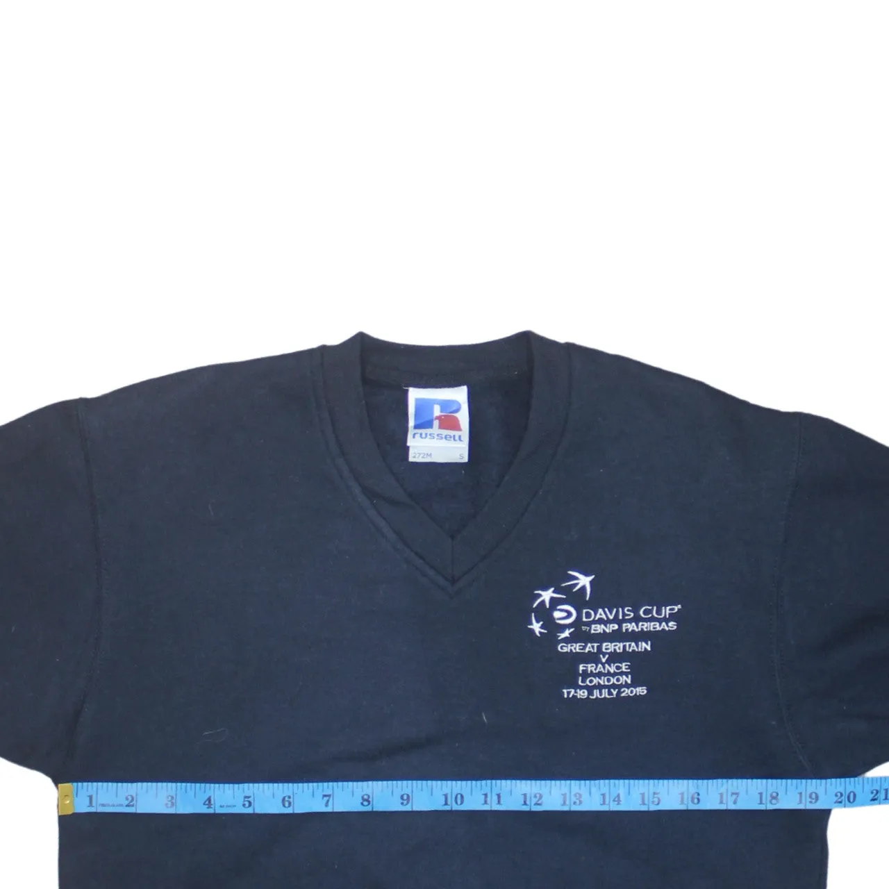 Russell Athletic 90's Lightweight V Neck Sweatshirt Small Navy Blue sold by Vintage Club product image thumbnail 5