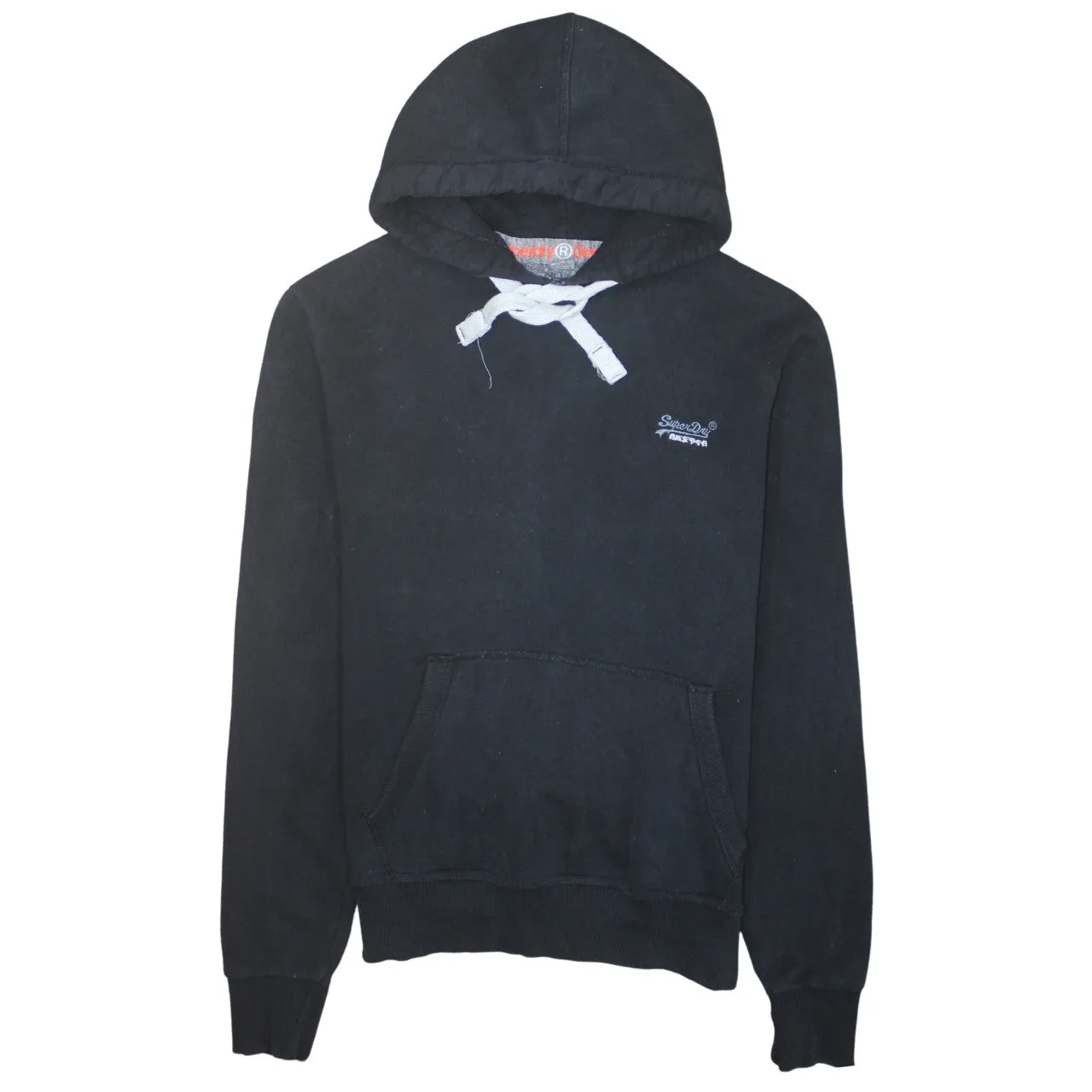 Super Dry 90's Drawstring Pockets Pullover Hoodie Small Black sold by Vintage Club