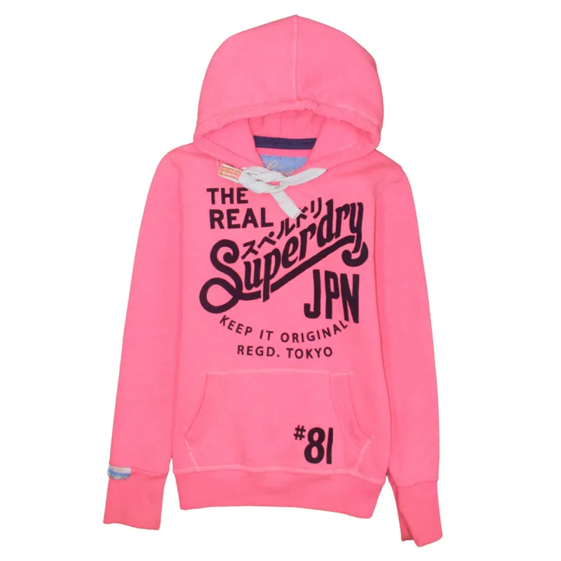 Super Dry 90's Spellout Pullover Hoodie XXSmall Pink sold by Vintage Club