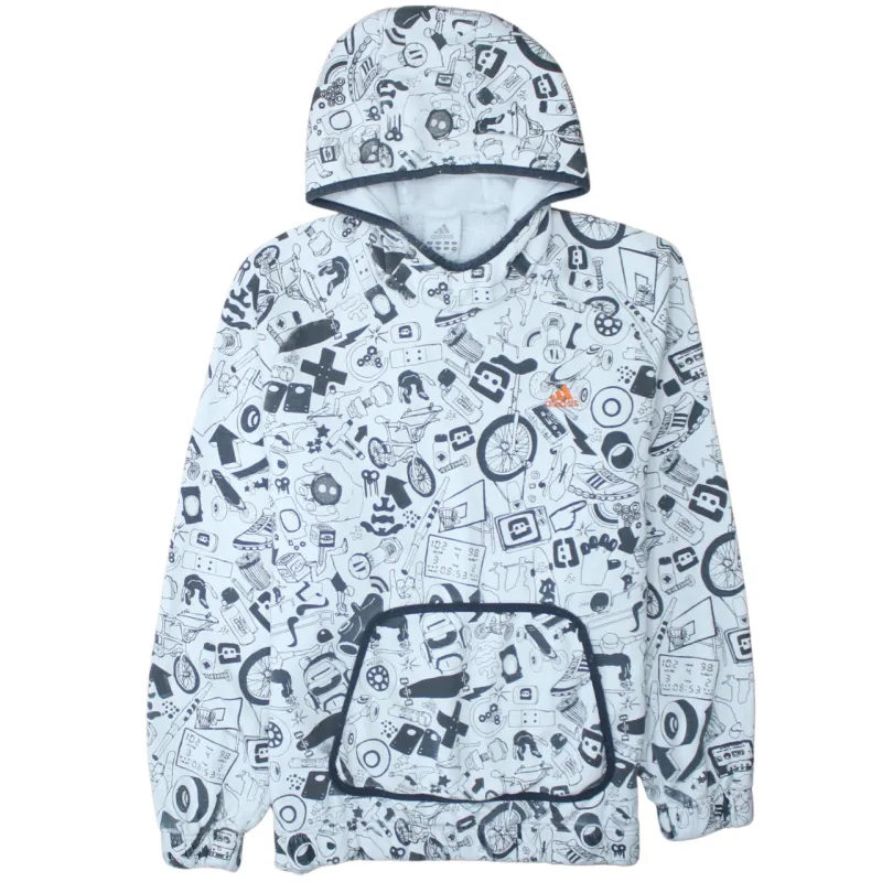 Adidas 90's Loungewear Pullover Hoodie Medium White sold by Vintage Club