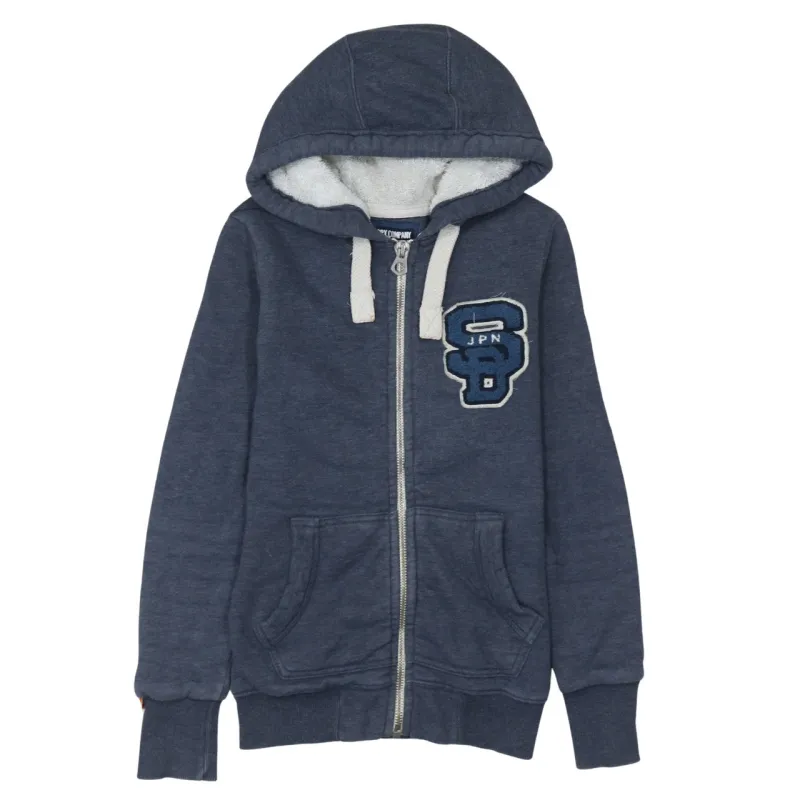 Super Dry 90's Lightweight Full Zip Up Hoodie Small Navy Blue made by Vintage Club