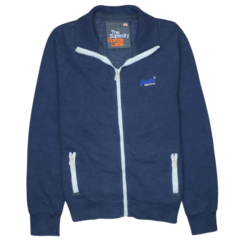 Super Dry 90's Lightweight Full Zip Up Sweatshirt Large Navy Blue made by Superdry