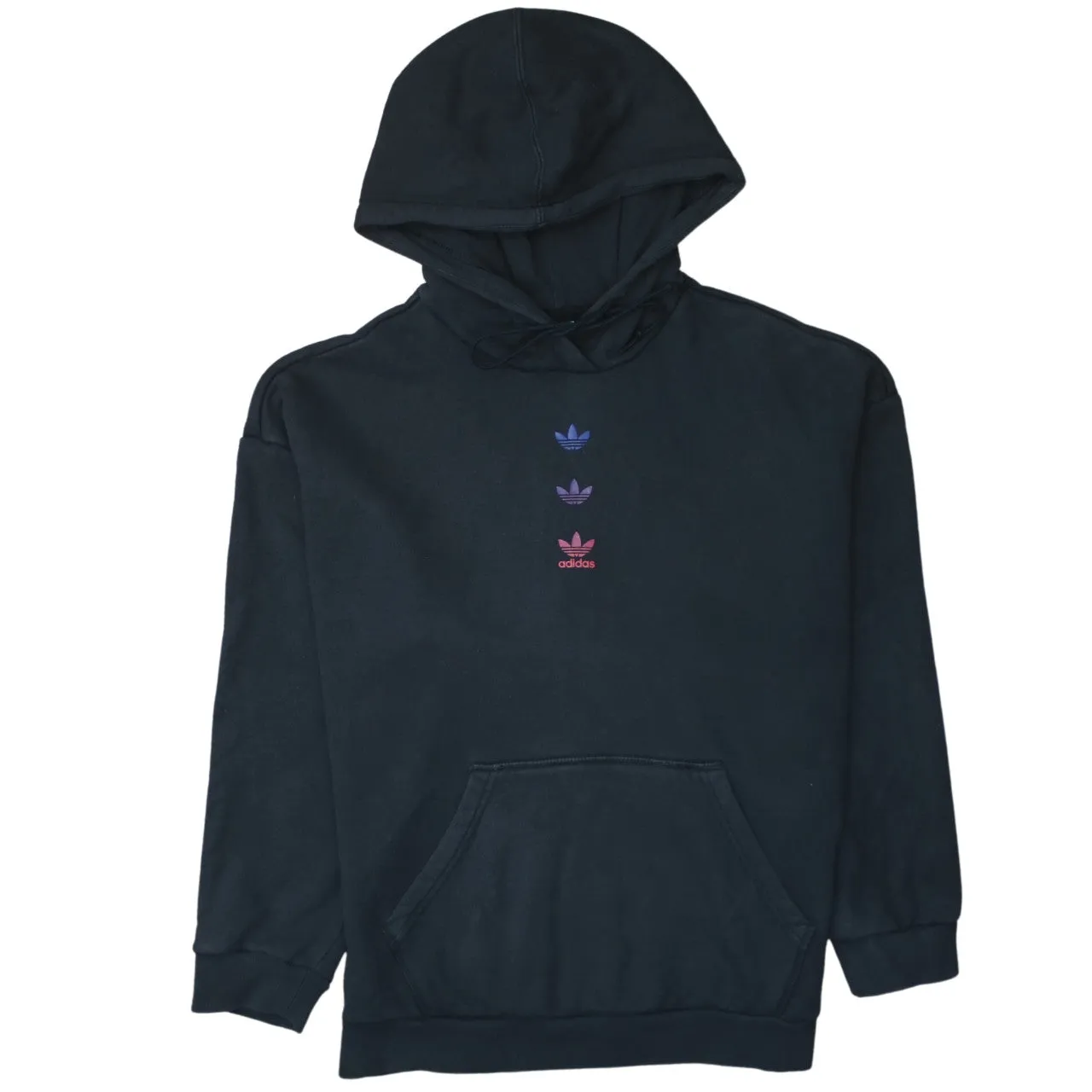 Adidas 90's Drawstring Pockets Pullover Hoodie Large Black sold by Vintage Club