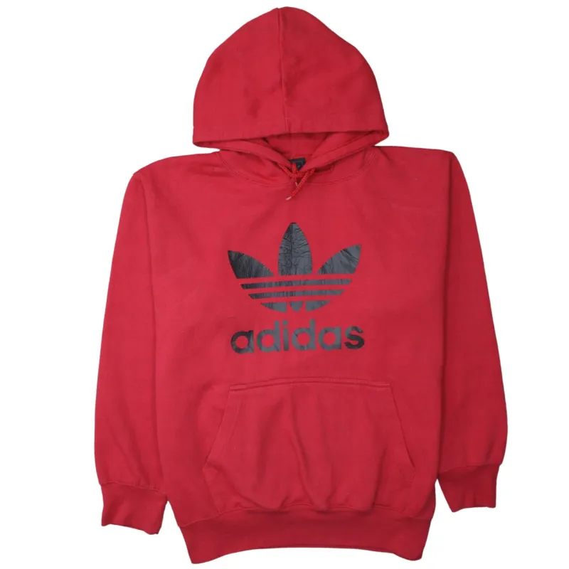 Adidas 90's Spellout Pullover Hoodie Medium  Red sold by Vintage Club