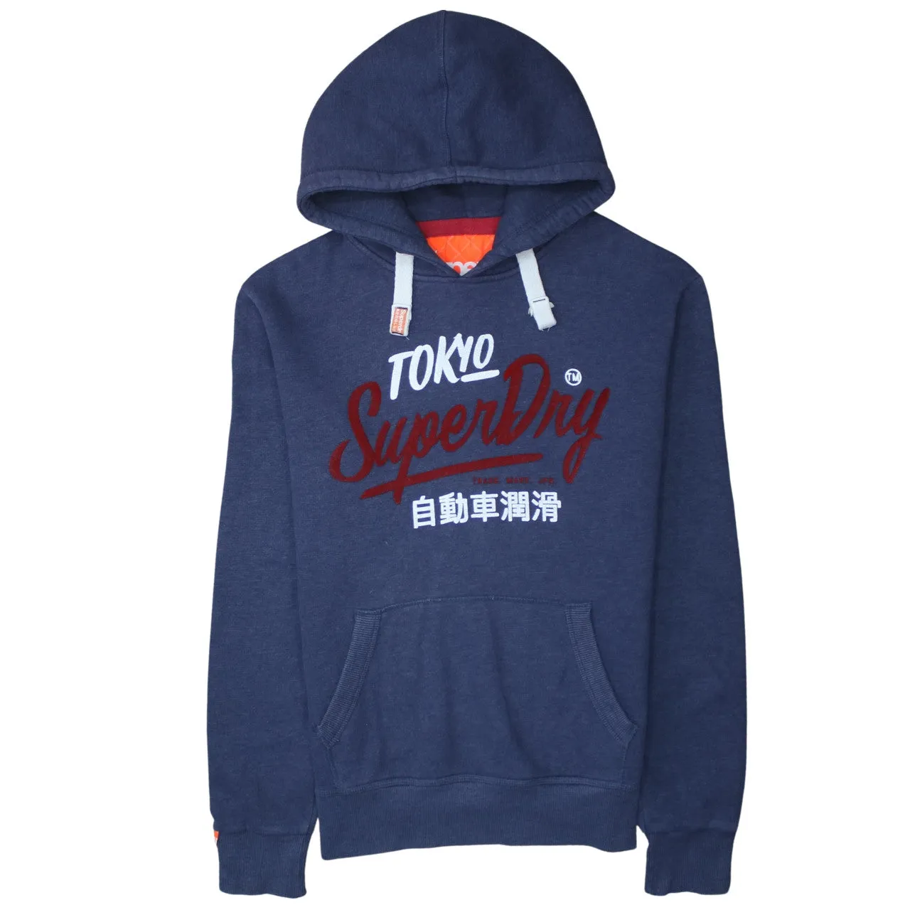 Superdry 90's Spellout Pullover Hoodie Large Navy Blue sold by Vintage Club