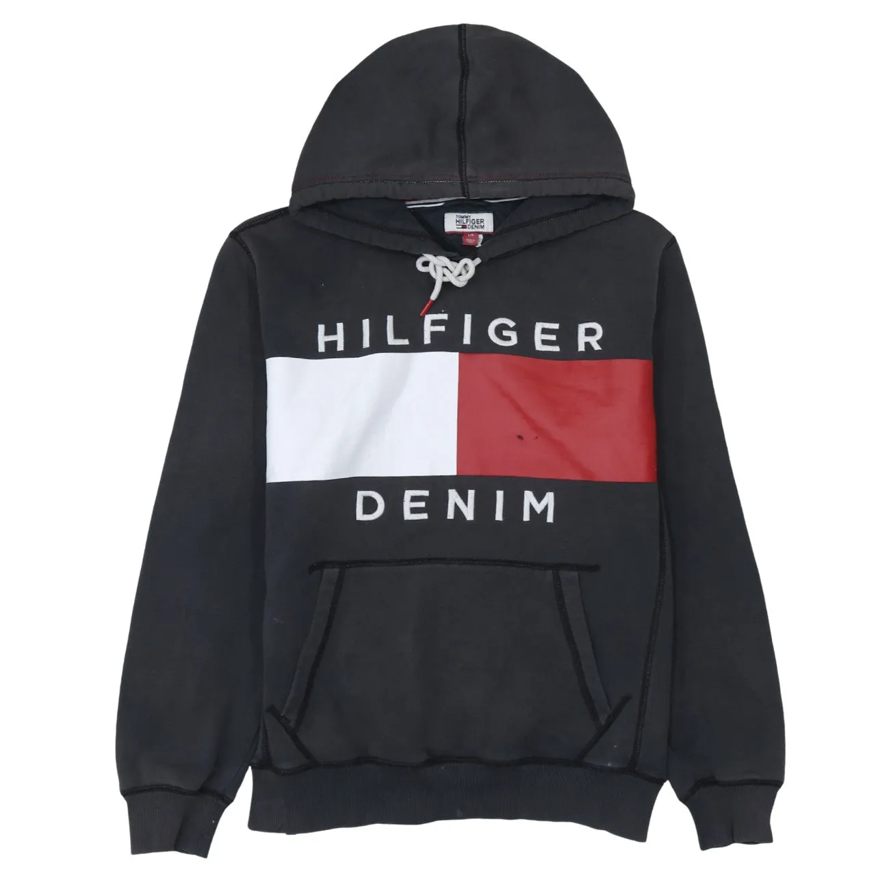 Tommy Hilfiger 90's Hilfiger Denim Pullover Hoodie Large Black sold by Vintage Club