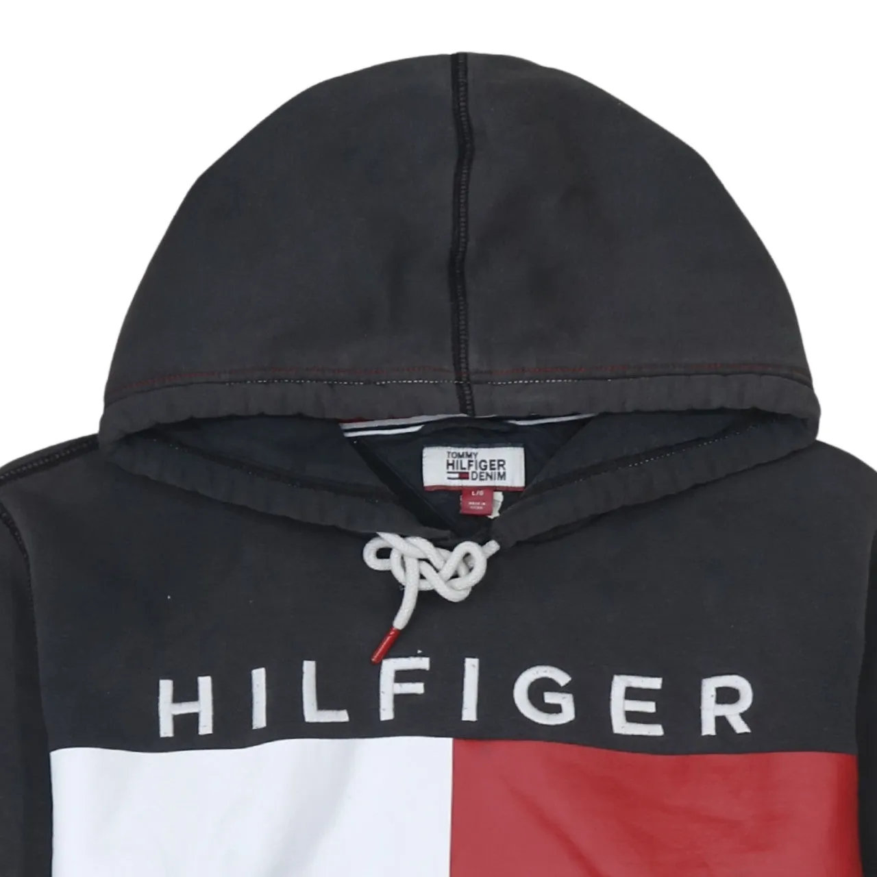 Tommy Hilfiger 90's Hilfiger Denim Pullover Hoodie Large Black sold by Vintage Club product image thumbnail 3