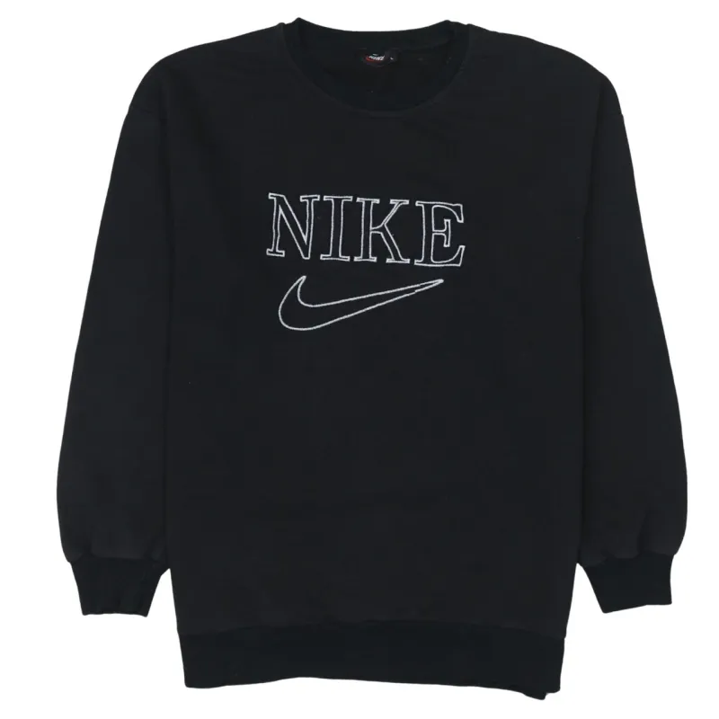 Nike 90's Center Middle Swoosh Crew Neck Sweatshirt Large Black sold by Vintage Club