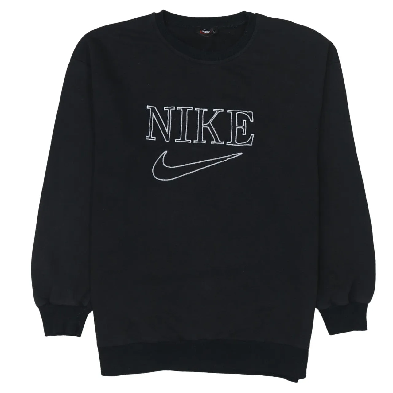 Nike 90's Center Middle Swoosh Crew Neck Sweatshirt Large Black sold by Vintage Club