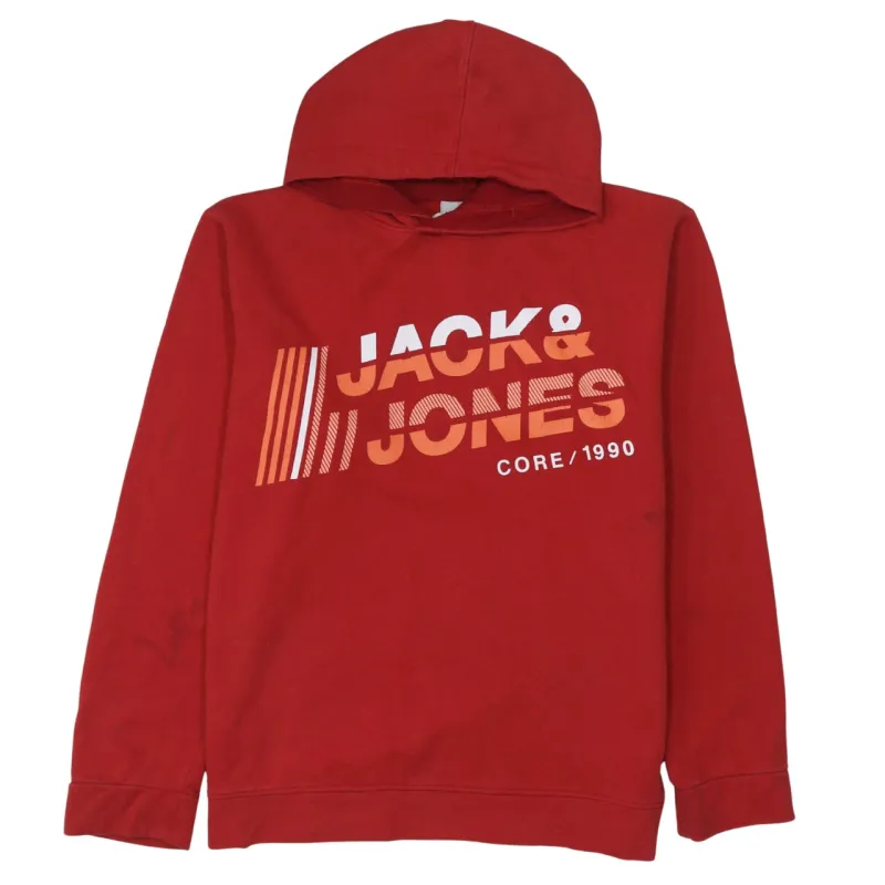 Jack&Jones 90's Spellout Pullover Hoodie Large Red sold by Vintage Club