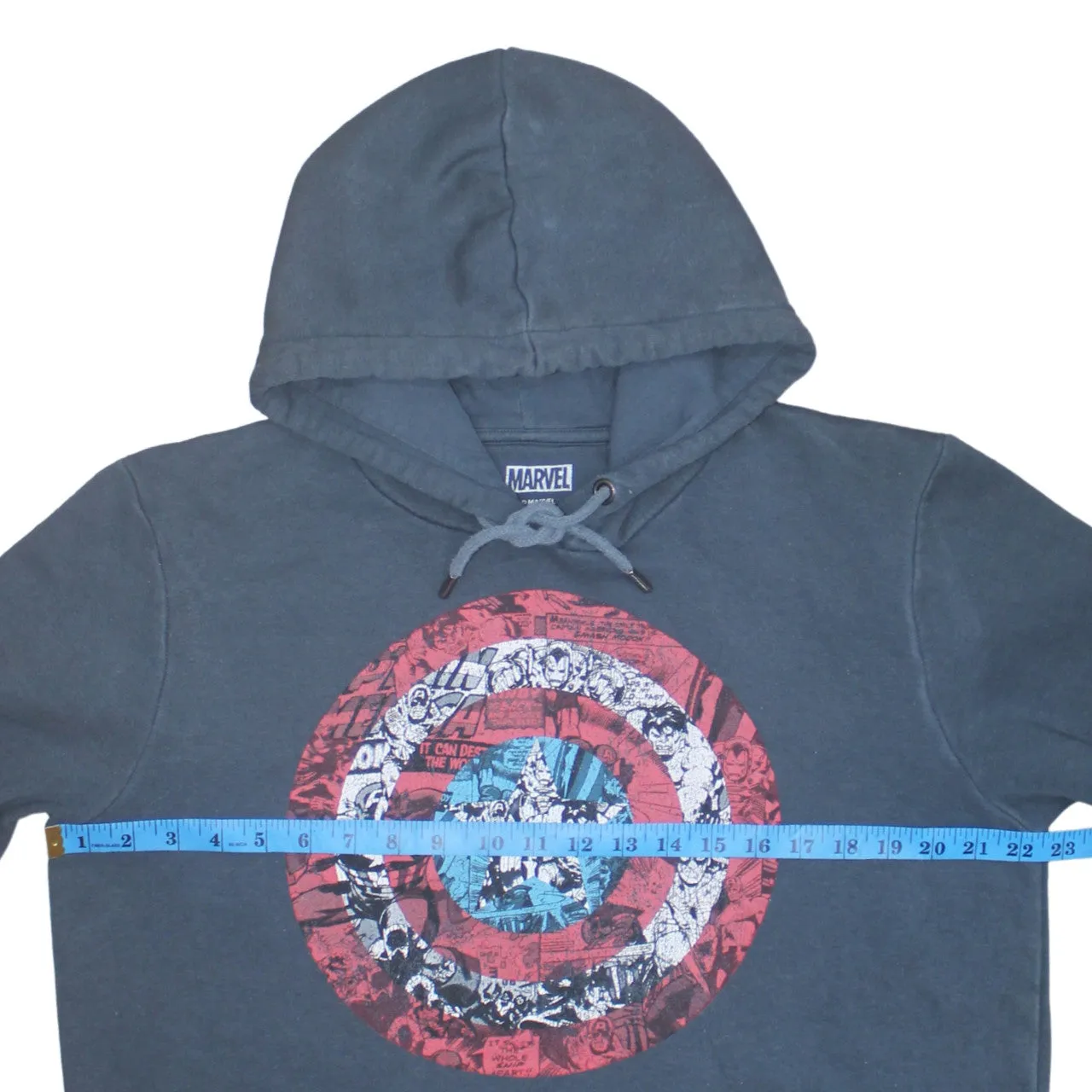 Marvel 90's Drawstring Pockets Pullover Hoodie Large Grey sold by Vintage Club product image thumbnail 5