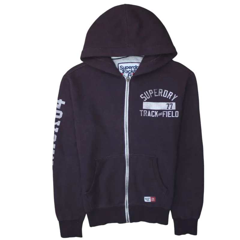 Super Dry 90's Drawstring Pockets Full Zip Up Hoodie Small Burgundy Red made by Superdry