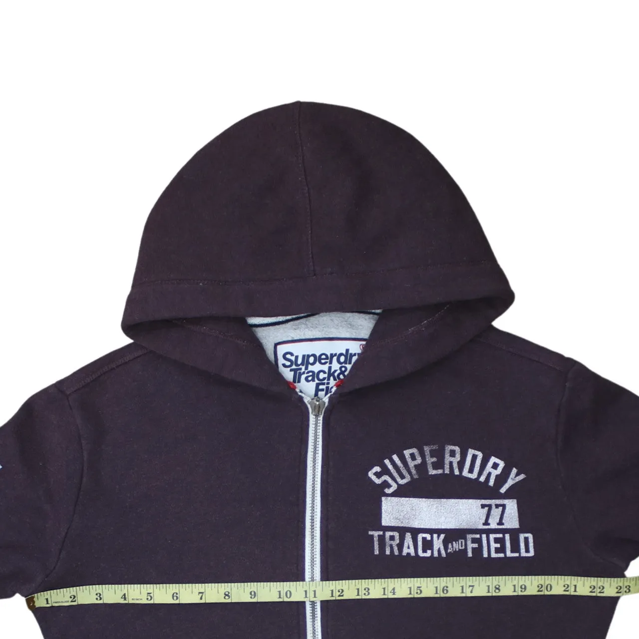Super Dry 90's Drawstring Pockets Full Zip Up Hoodie Small Burgundy Red sold by Vintage Club product image thumbnail 5