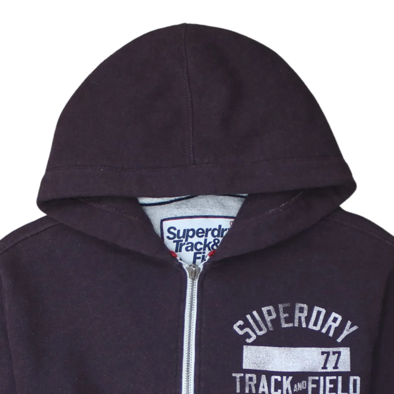 Super Dry 90's Drawstring Pockets Full Zip Up Hoodie Small Burgundy Red sold by Vintage Club product image thumbnail 3