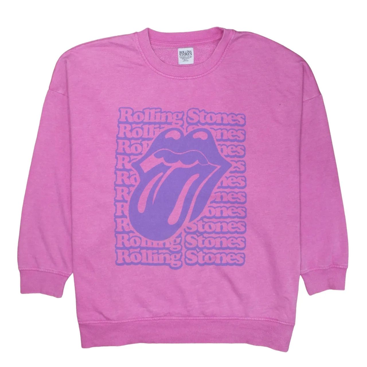 Rolling Stones 90's Spellout Crew Neck Sweatshirt XLarge Pink sold by Vintage Club
