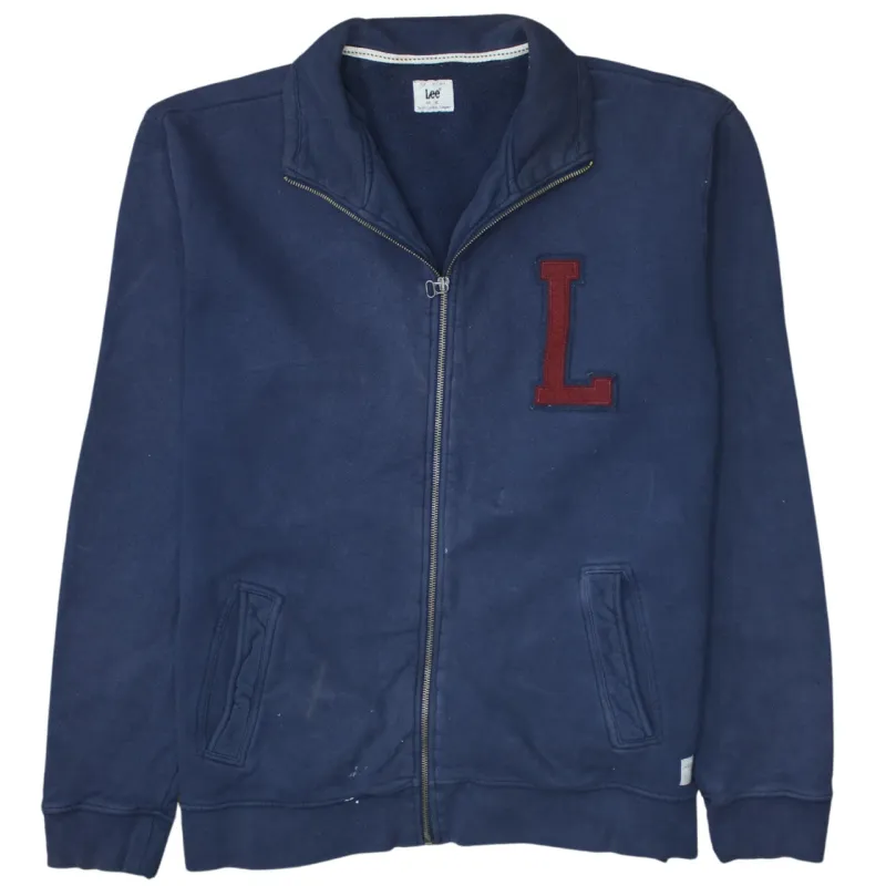 Lee 90's Lightweight Full Zip Up Sweatshirt XLarge Navy Blue made by Lee