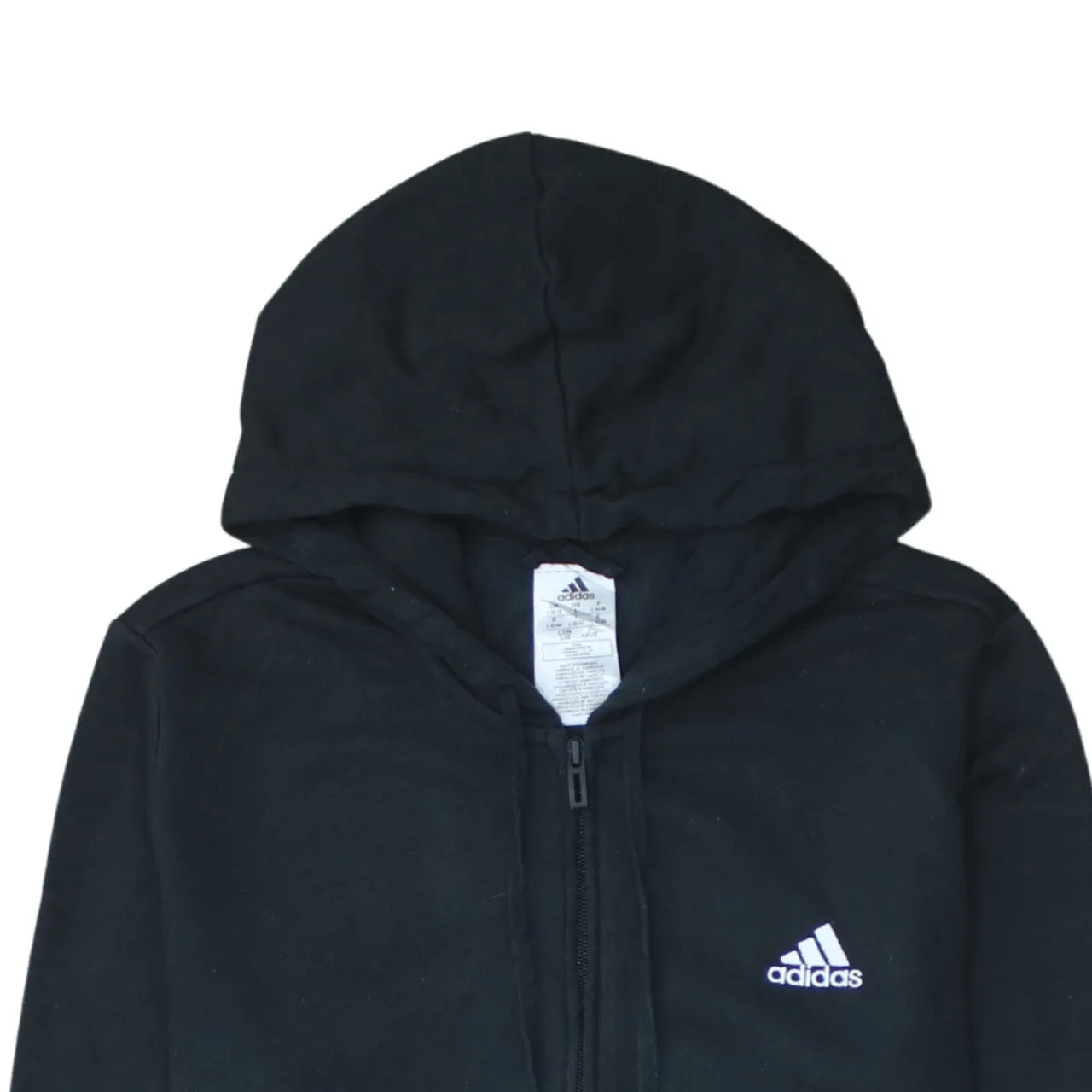 Adidas 90's Drawstring Pockets Full Zip Up Hoodie Large Black sold by Vintage Club product image thumbnail 3