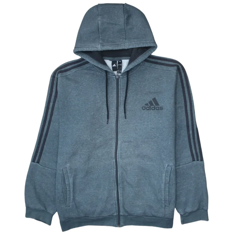 Adidas 90's Striped Sleeve Full Zip Up Hoodie XLarge Grey sold by Vintage Club