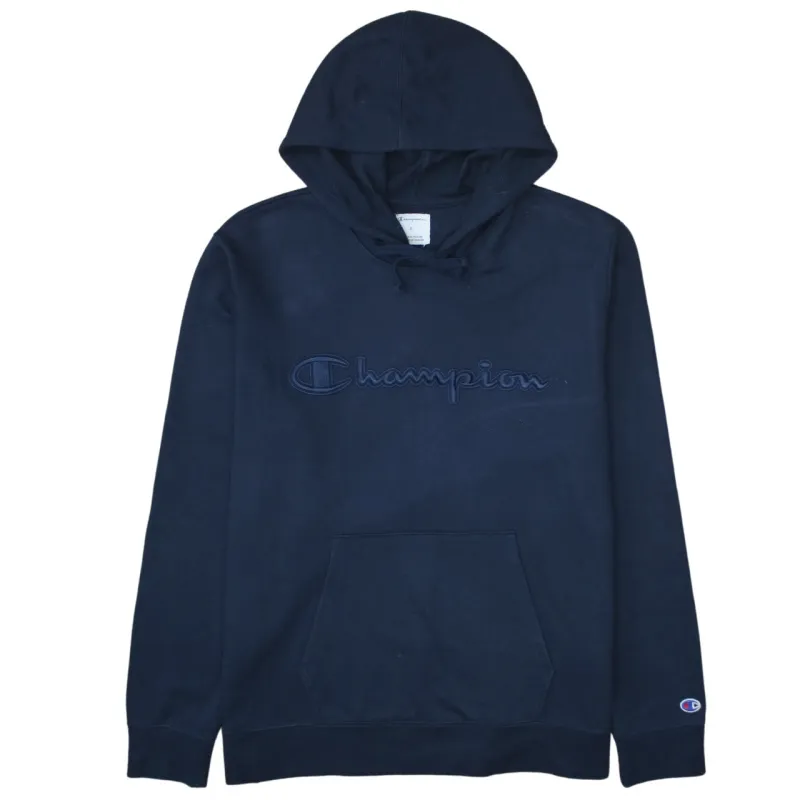 Champion 90's Spellout Pullover Hoodie XLarge Navy Blue sold by Vintage Club