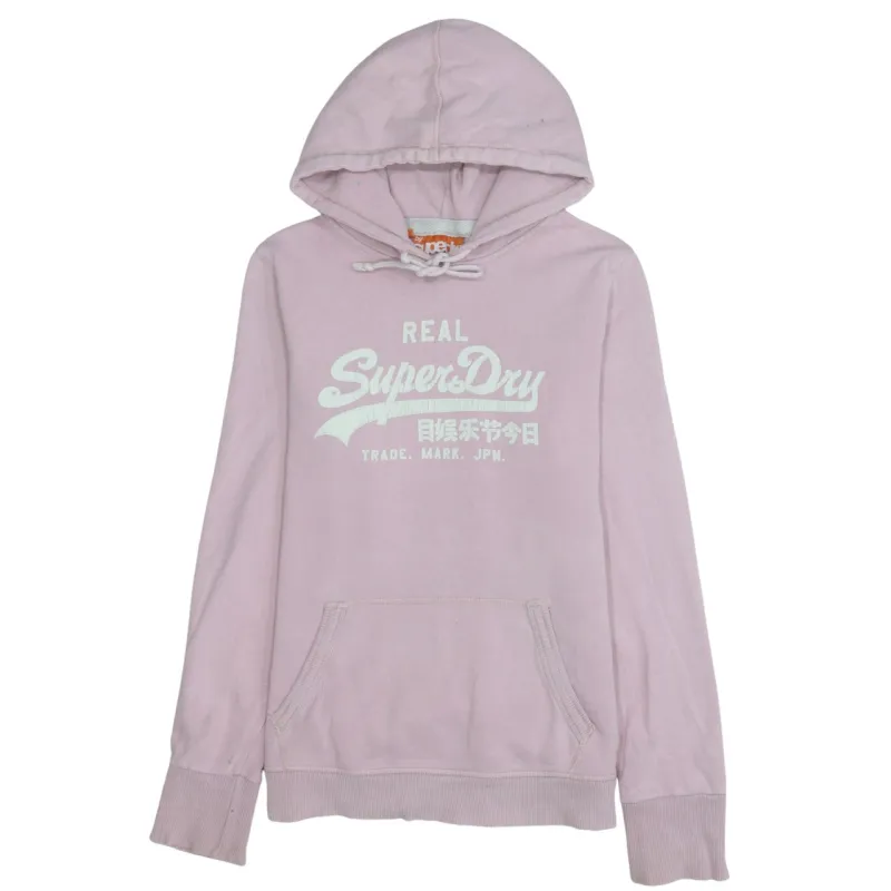 Super Dry 90's Spellout Pullover Hoodie Large Pink sold by Vintage Club