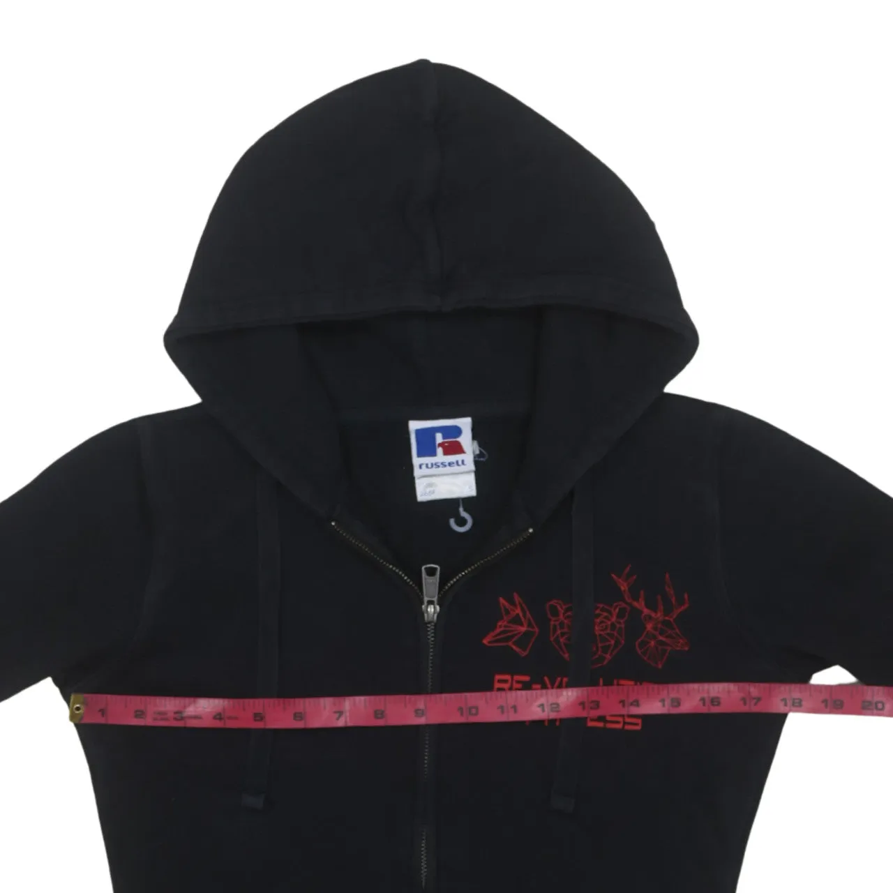 Russell Athletic 90's Drawstring Pockets Full Zip Up Hoodie Small Black sold by Vintage Club product image thumbnail 5