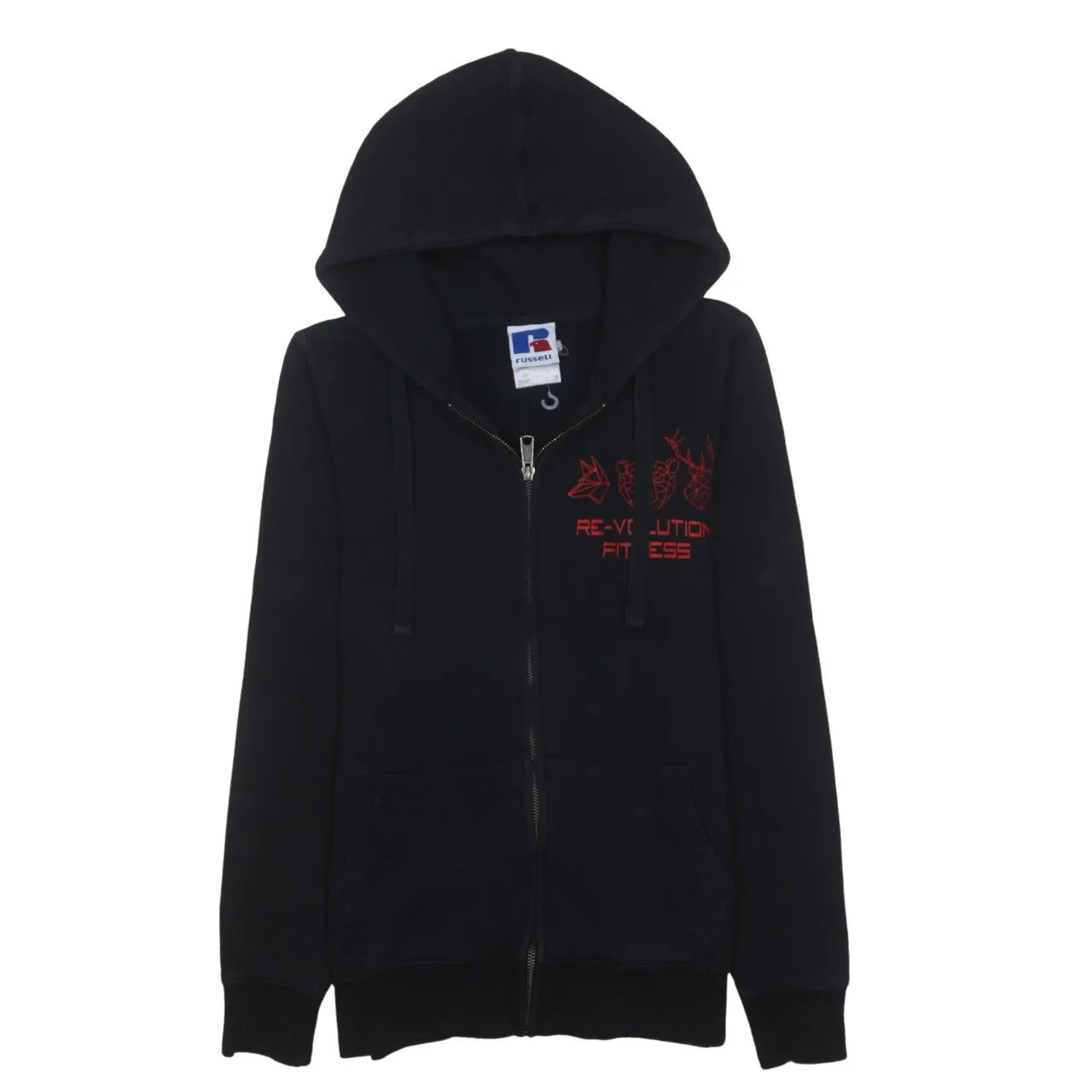 Russell Athletic 90's Drawstring Pockets Full Zip Up Hoodie Small Black sold by Vintage Club