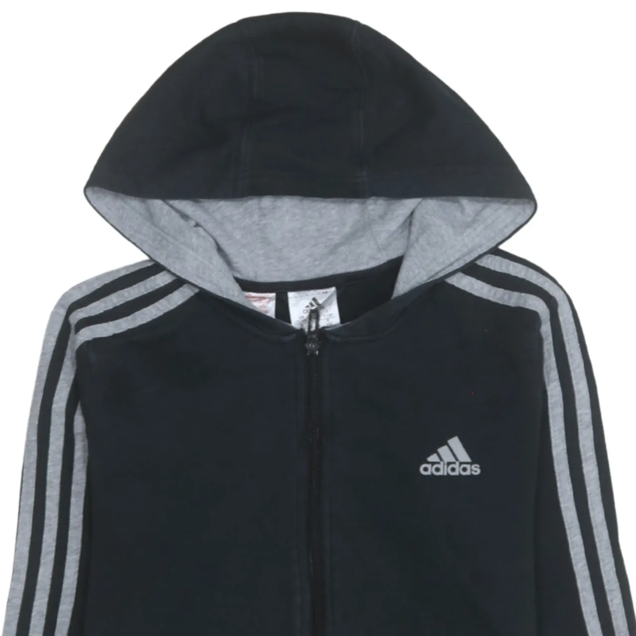 Adidas 90's Striped Sleeve Full Zip Up Hoodie Medium Black sold by Vintage Club product image thumbnail 3