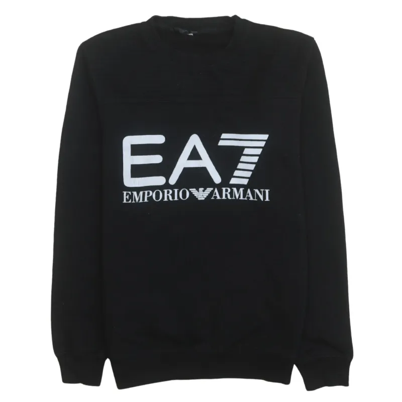 Emporio Armani 90's Spellout Crew Neck Sweatshirt Medium Black made by Emporio Armani