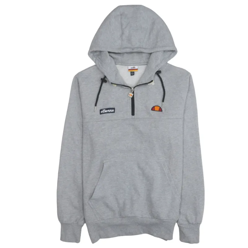 Ellesse 90's Drawstring Pockets Quarter Zip Hoodie Large Grey sold by Vintage Club