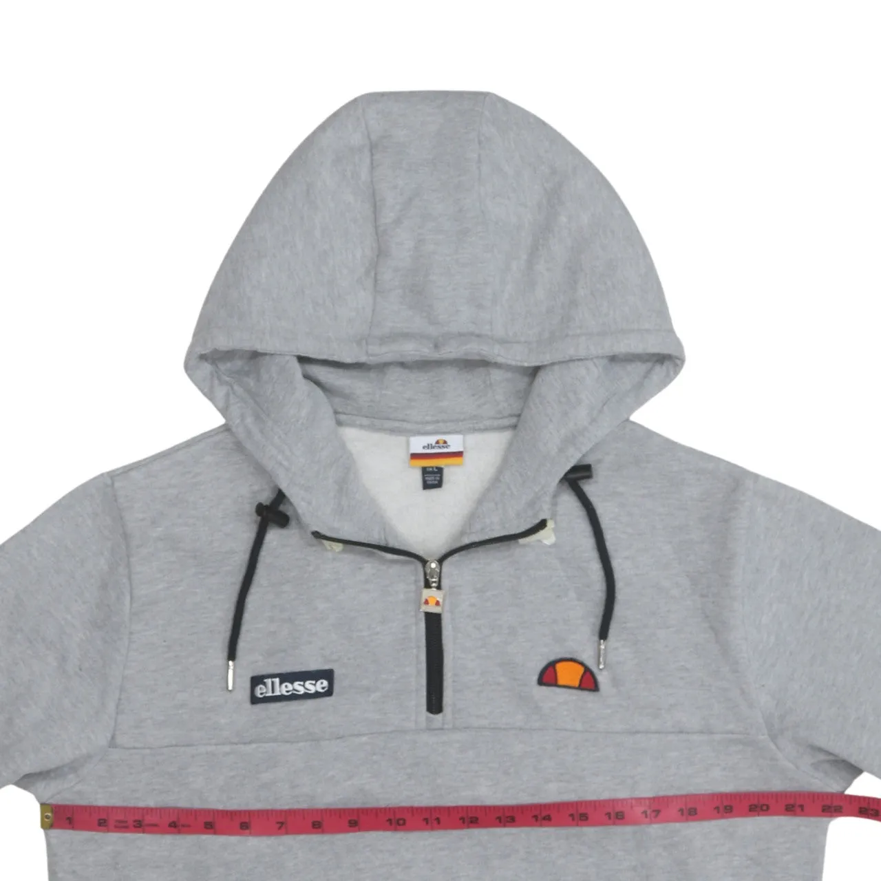 Ellesse 90's Drawstring Pockets Quarter Zip Hoodie Large Grey sold by Vintage Club product image thumbnail 5