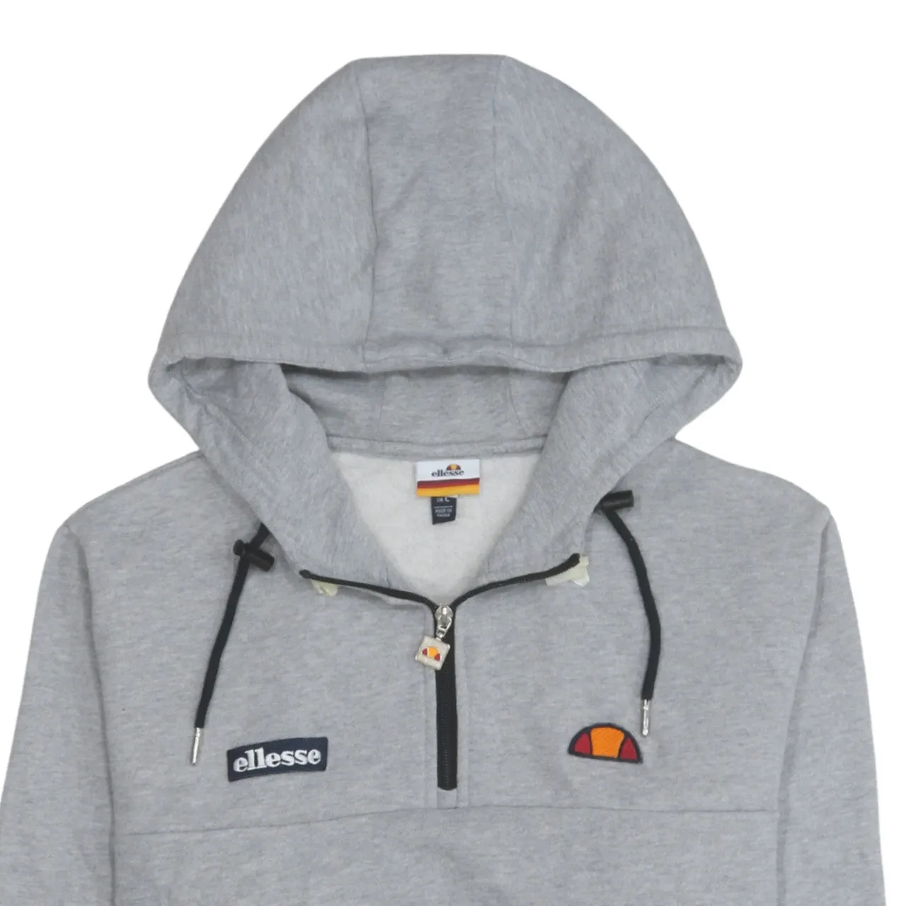 Ellesse 90's Drawstring Pockets Quarter Zip Hoodie Large Grey sold by Vintage Club product image thumbnail 3