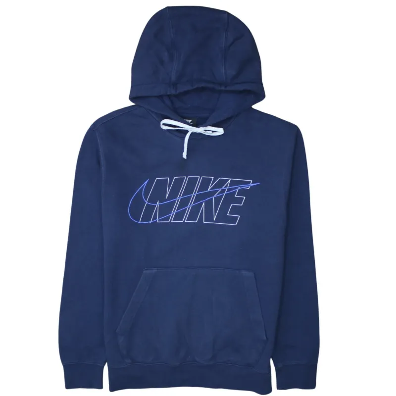 Nike 90's Center Middle Swoosh Pullover Hoodie Small Navy Blue sold by Vintage Club