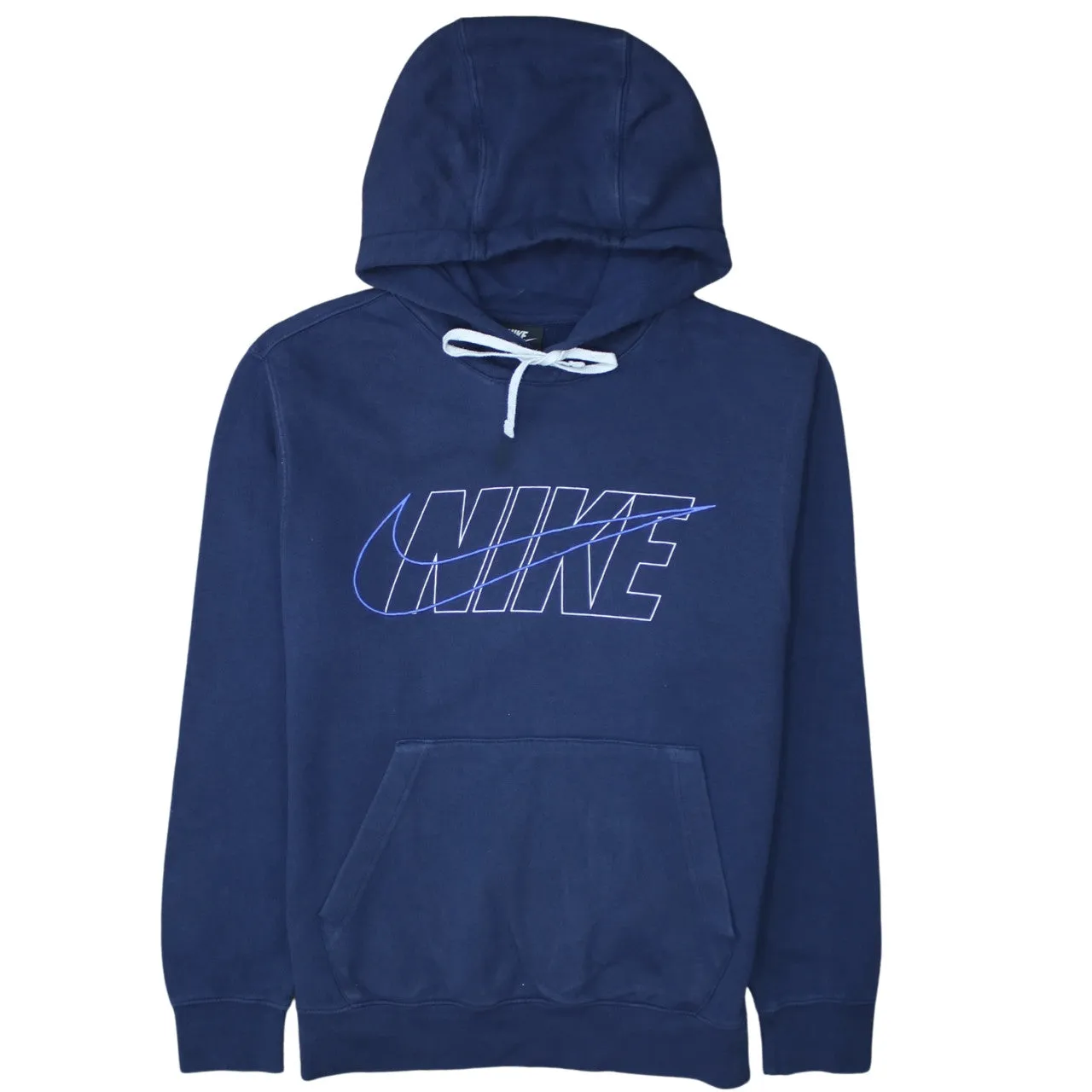 Nike 90's Center Middle Swoosh Pullover Hoodie Small Navy Blue sold by Vintage Club