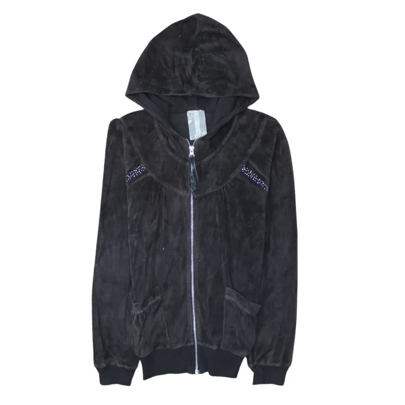 Next 90's Plain Full Zip Up Hoodie XSmall  Black made by next