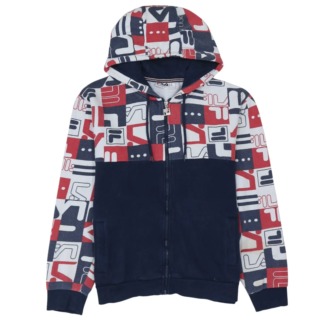 Fila 90's Plain Full Zip Up Hoodie XLarge Navy Blue sold by Vintage Club