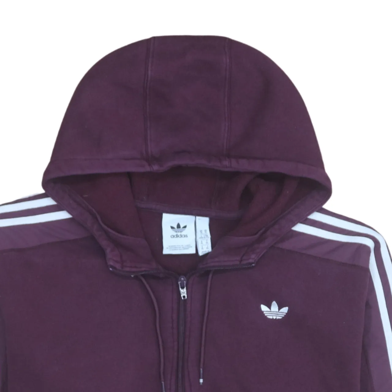 Adidas 90's Striped Sleeve Pullover Hoodie XLarge Burgundy Red sold by Vintage Club product image thumbnail 3