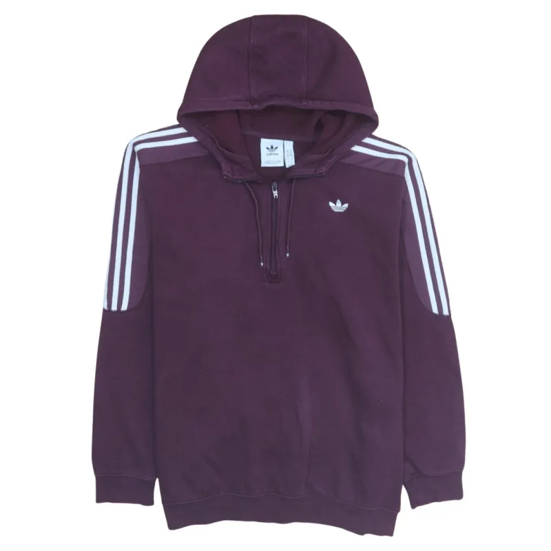Adidas 90's Striped Sleeve Pullover Hoodie XLarge Burgundy Red sold by Vintage Club